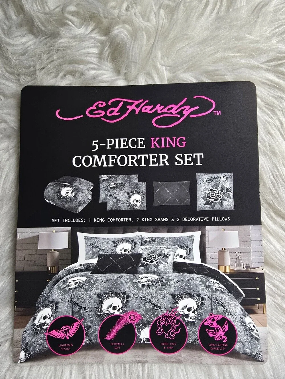 Ed Hardy 5 piece Kind Comforter set new